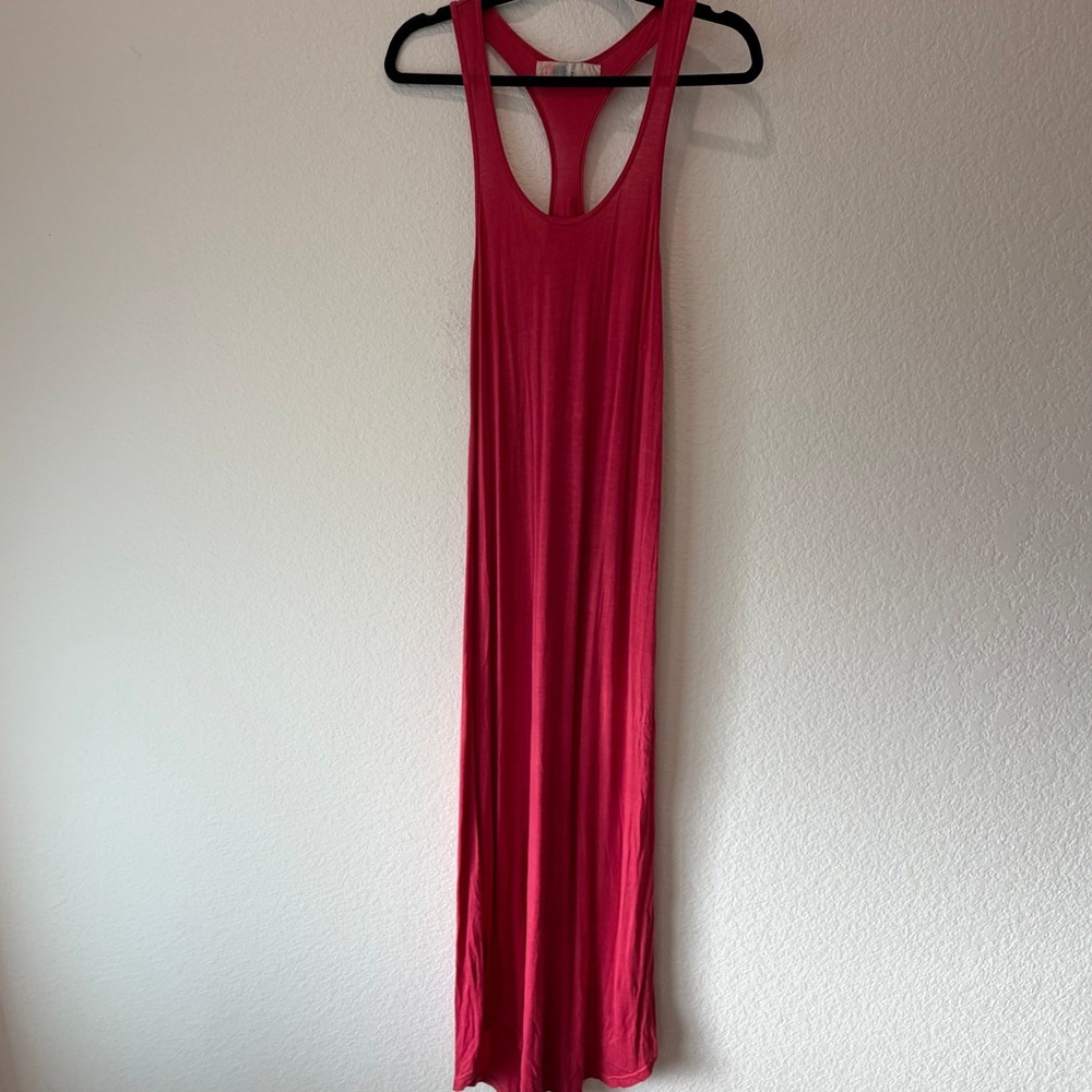 Free People FP Beach Pink Racerback Maxi Dress XS Raspberry Summer Boho Tank